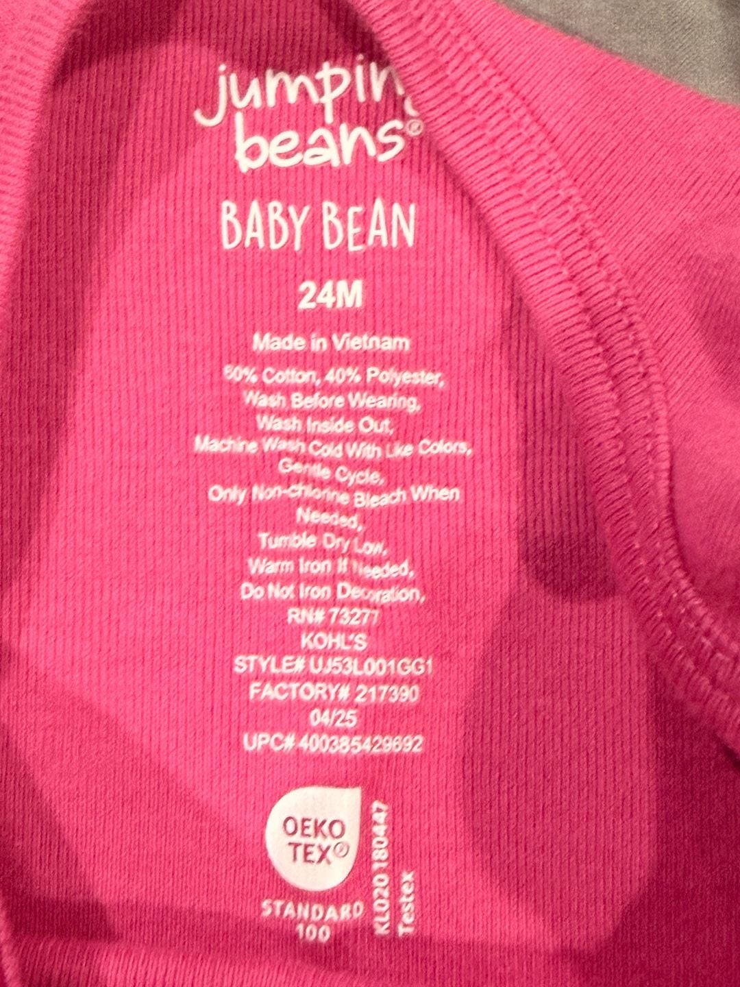 Jumping Beans Bodysuit Size 24M Pink Bows 3