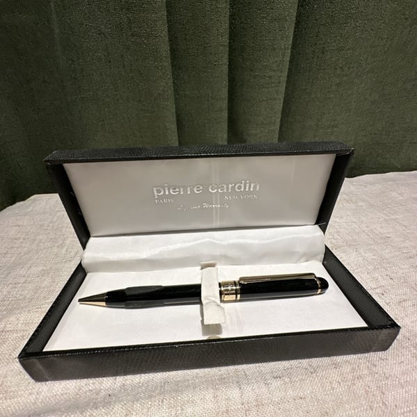 Pierre Cardin Ballpoint Pen Black Gold Trim in Box