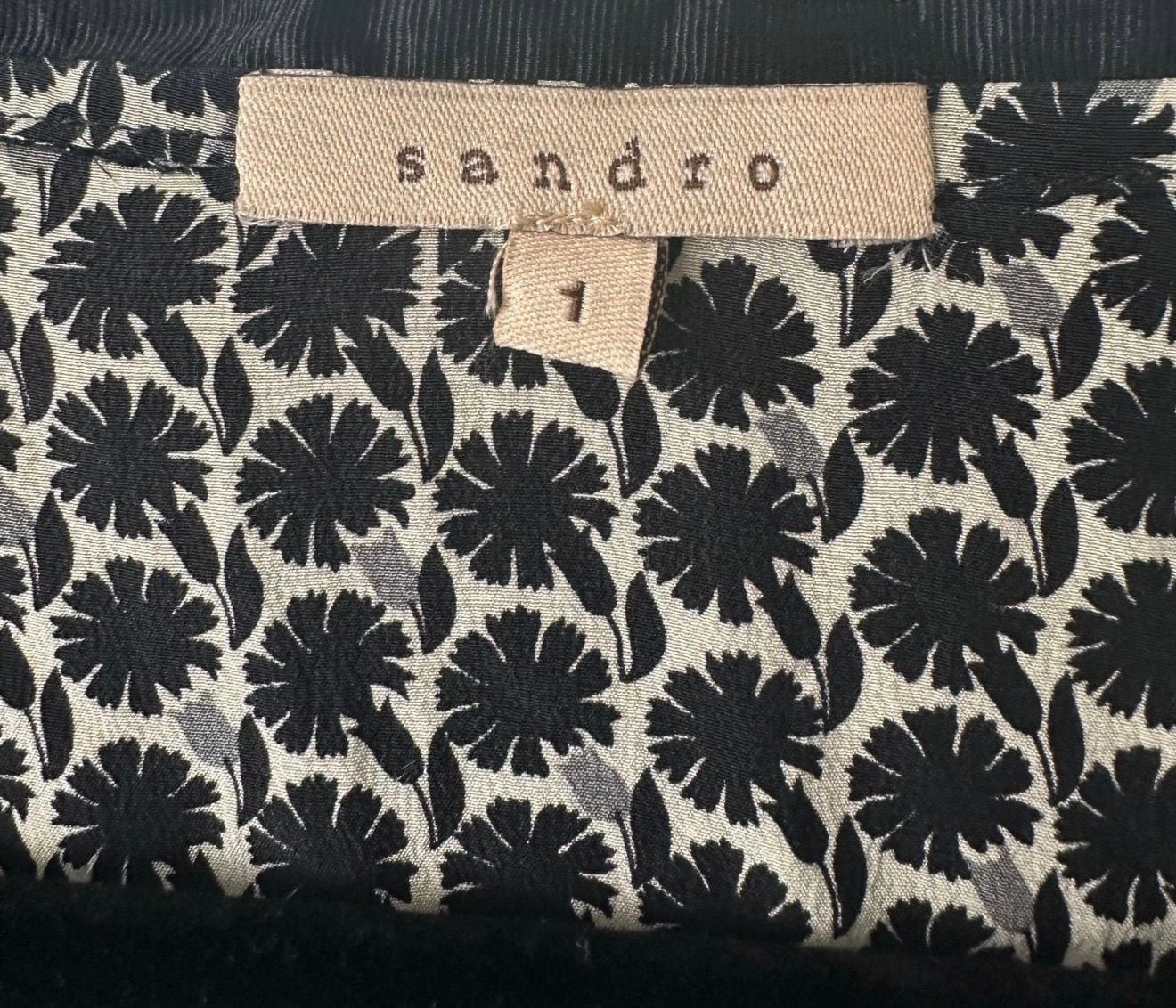 913 Sandro Silk Dress Tunic Size 1 Black And White 6