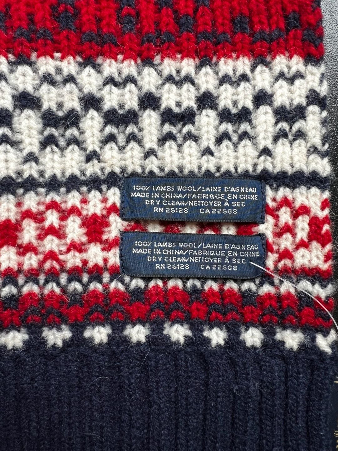 Polo Ralph Lauren Reindeer Fair Isle Lambswool Scarf Navy Red 3
