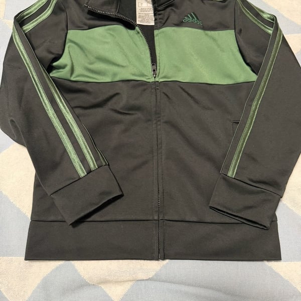 Kids Adidas Tricot Jacket Size 5 Black Green Track Zip