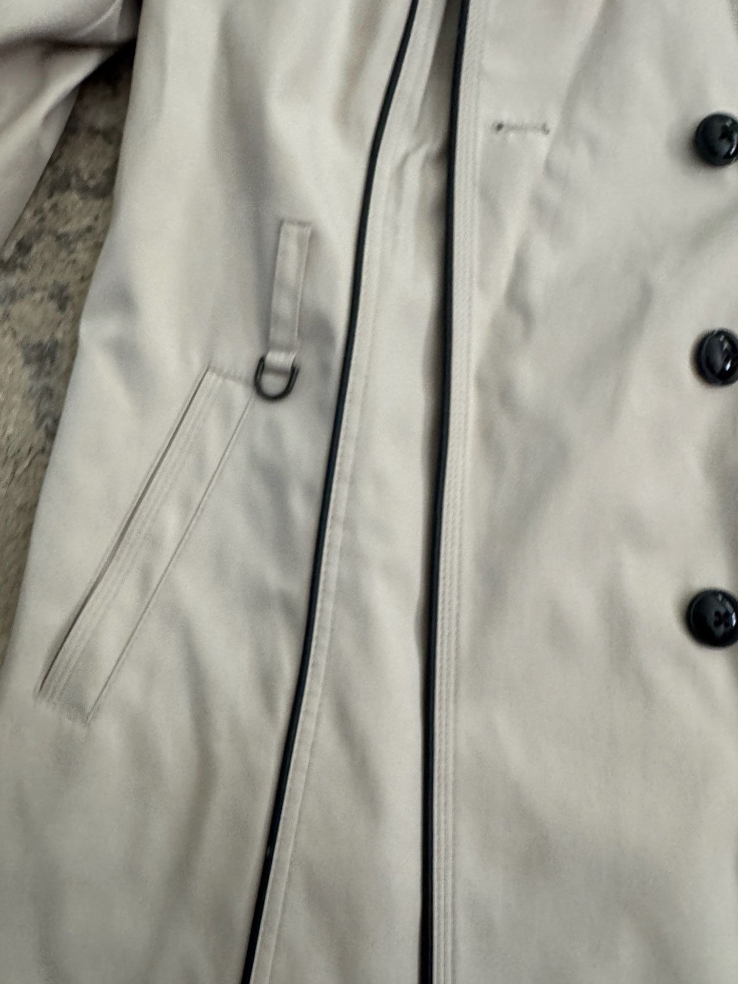 Worthington Trench Coat Size L Cream Black Piping Double Breasted Jacket 4