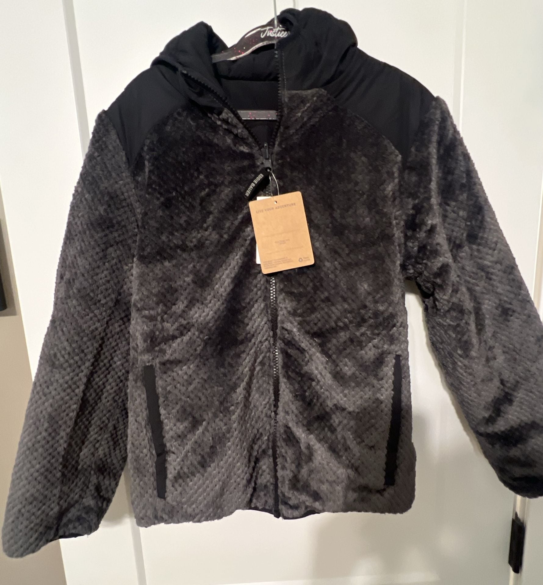 Eddie Bauer Puffer Jacket Size M Black Fleece Lined NWT 8