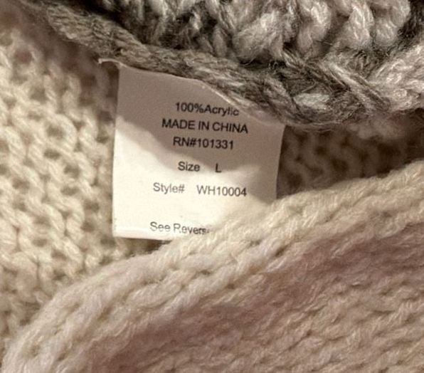 Charlotte Russe Sweater Size L Gray White Acrylic Knit Cardigan 5