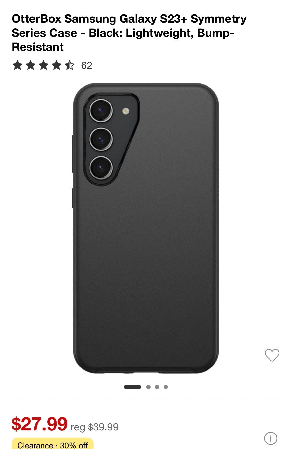 OtterBox Samsung Galaxy S23+ Symmetry Series Case - Black: Lightweight 1