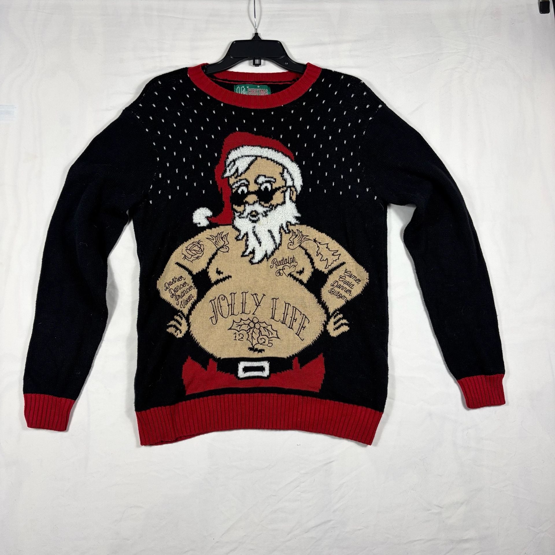 Ugly Christmas Sweater Size XL Tacky Tattoo Santa Jolly Life Holiday 2