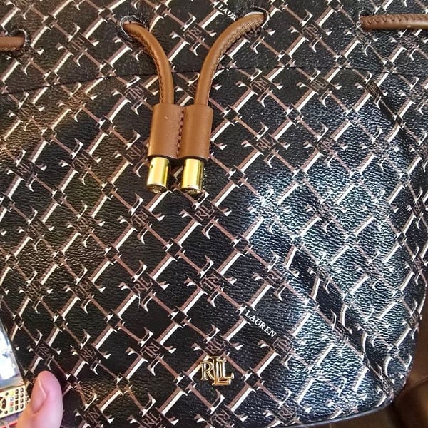 Lauren Ralph Lauren Monogram Drawstring Bucket Bag