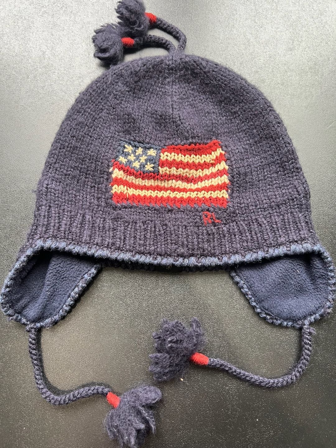 Vintage Polo Ralph Lauren Wool USA Flag Earflap Chullo Hat 3