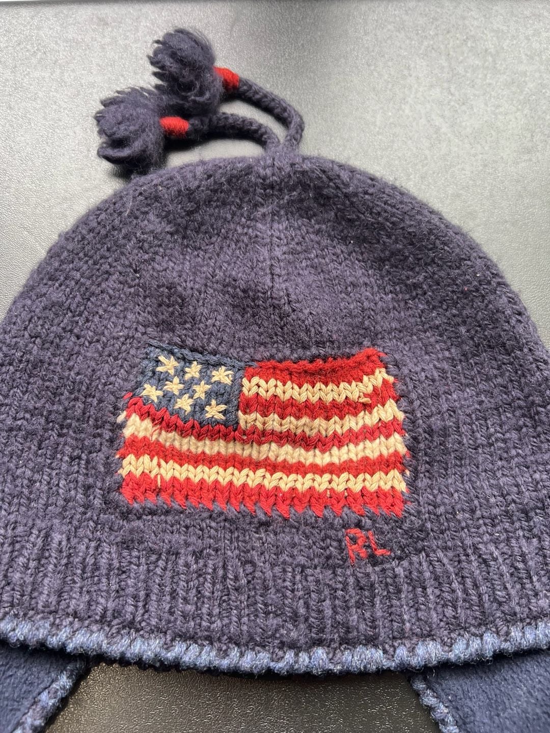 Vintage Polo Ralph Lauren Wool USA Flag Earflap Chullo Hat 4