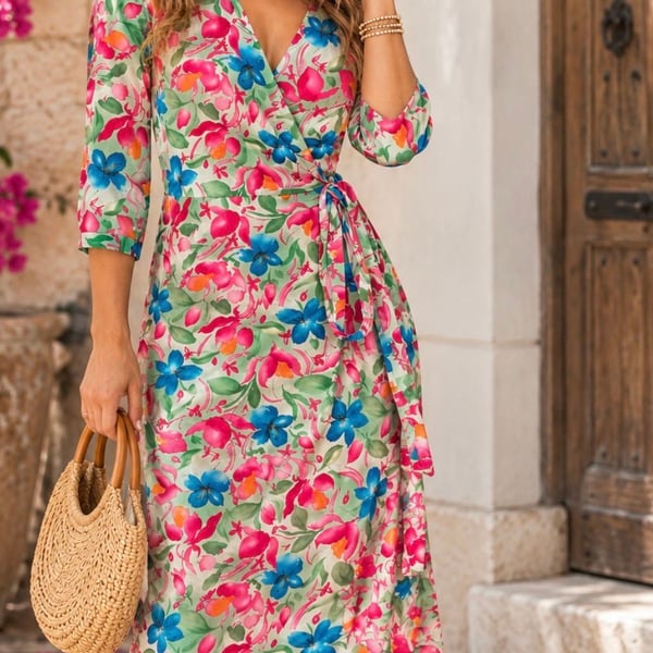 Diane von Furstenberg Silk Assets Floral Wrap Dress S 100% Silk