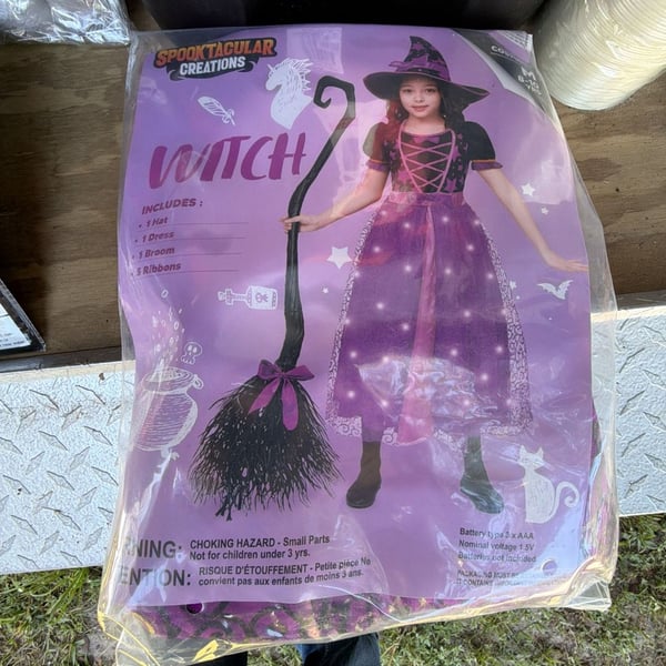 Spooktacular Creations Light Up Witch Costume Size M 8-10 Yrs Purple