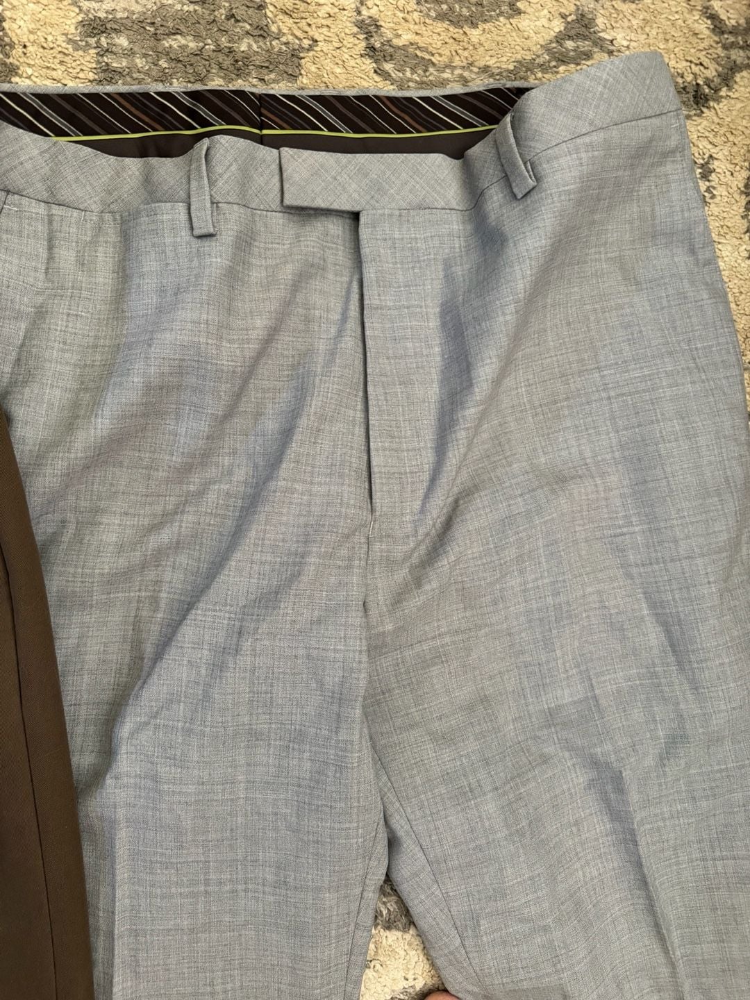 Van Heusen & Woolmark Dress Pants Size 40/32 Brown Polyester Flat Front & 40/34 grey pants 4