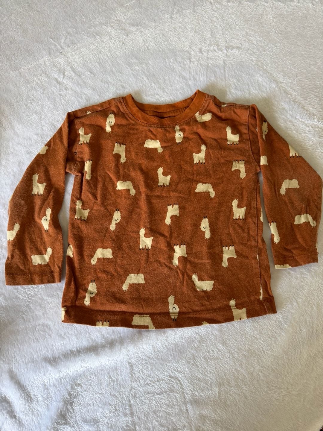 Hanna Andersson Llama Long Sleeve Tee Size 3T Brown Cotton 2