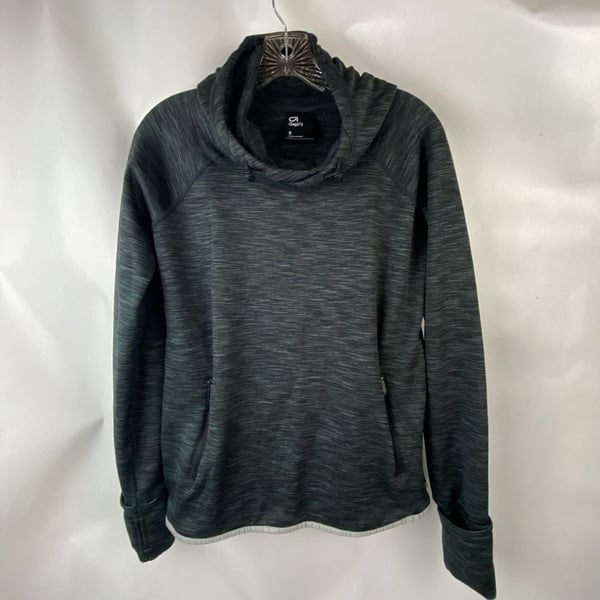 GapFit Women's Black/Gray Activewear Fleece Lined Hooded Jacket Hoodie Size S