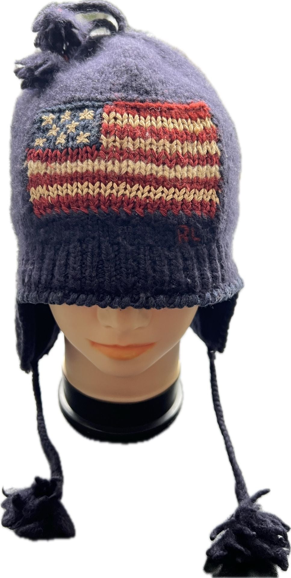 Vintage Polo Ralph Lauren Wool USA Flag Earflap Chullo Hat 2