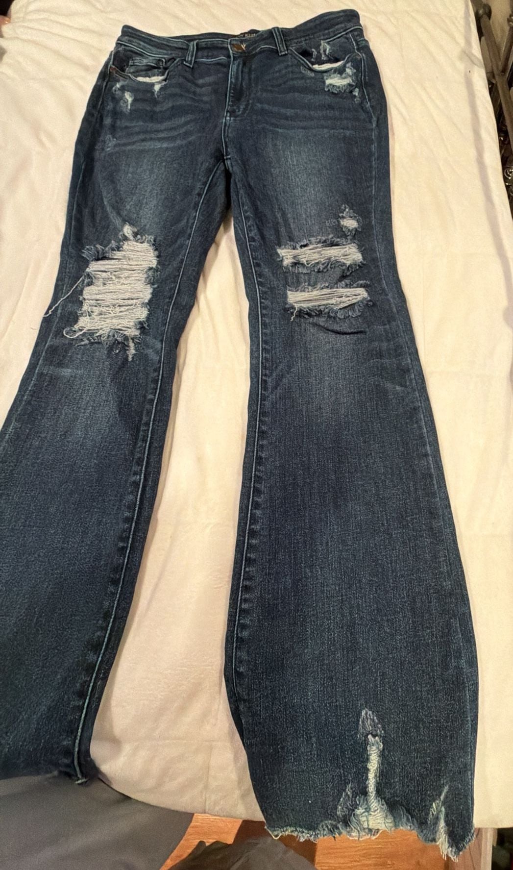 Judy Blue Slim Bootcut Jeans Size 15/32 Distressed Denim 3