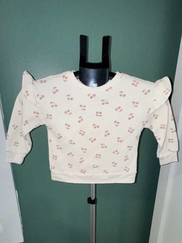 Carter's Thermal Pullover Size 3T Cherry Print Ruffle Shoulder 2