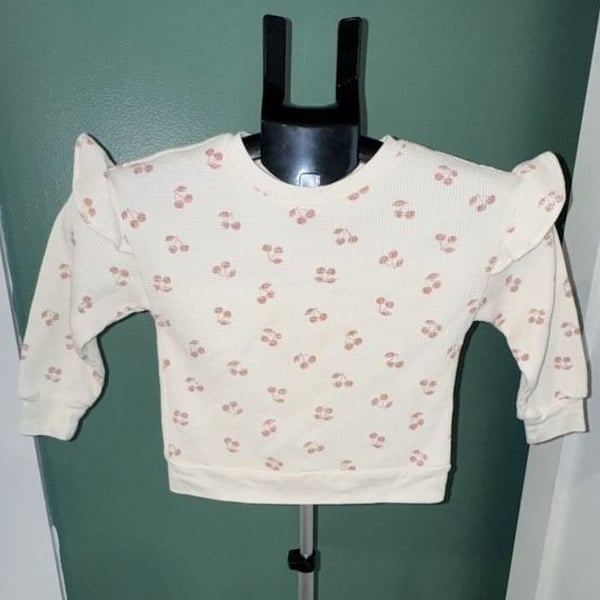 Carter's Thermal Pullover Size 3T Cherry Print Ruffle Shoulder