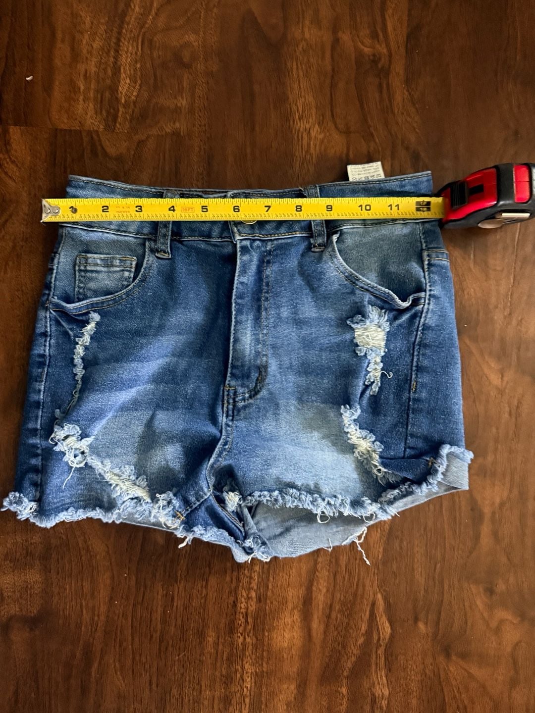 Shein Ripped Denim Shorts Size 28 Blue Distressed Raw Hem Jean 5
