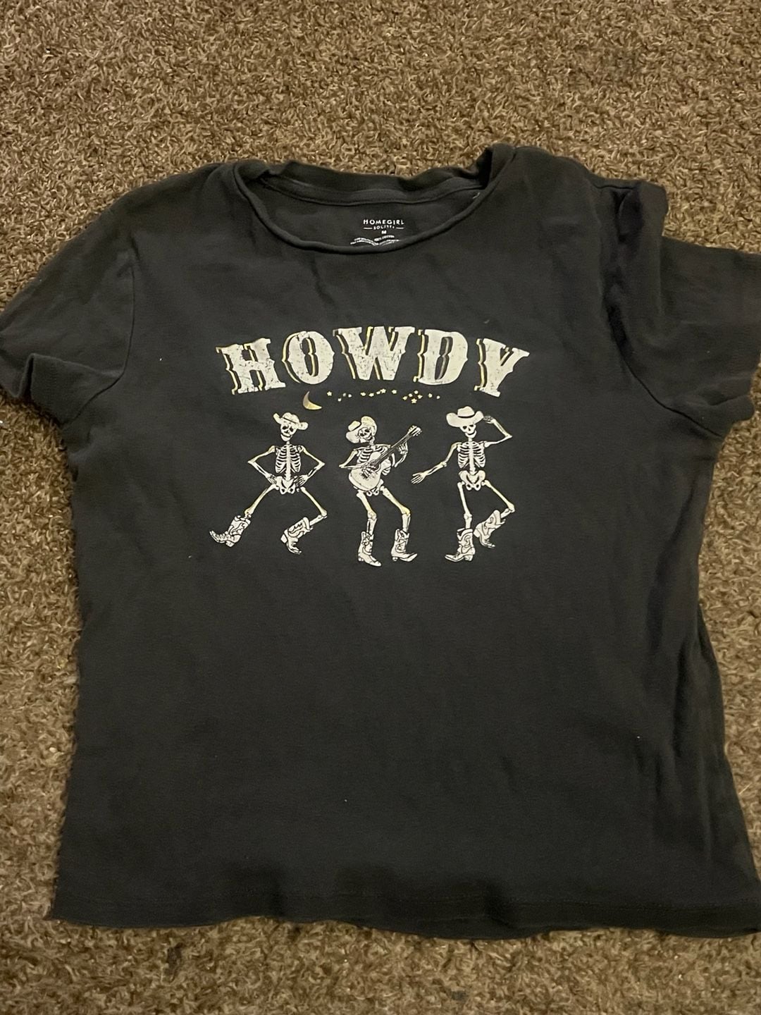 Homegirl Society Howdy Skeleton Graphic T-Shirt Black Medium 2