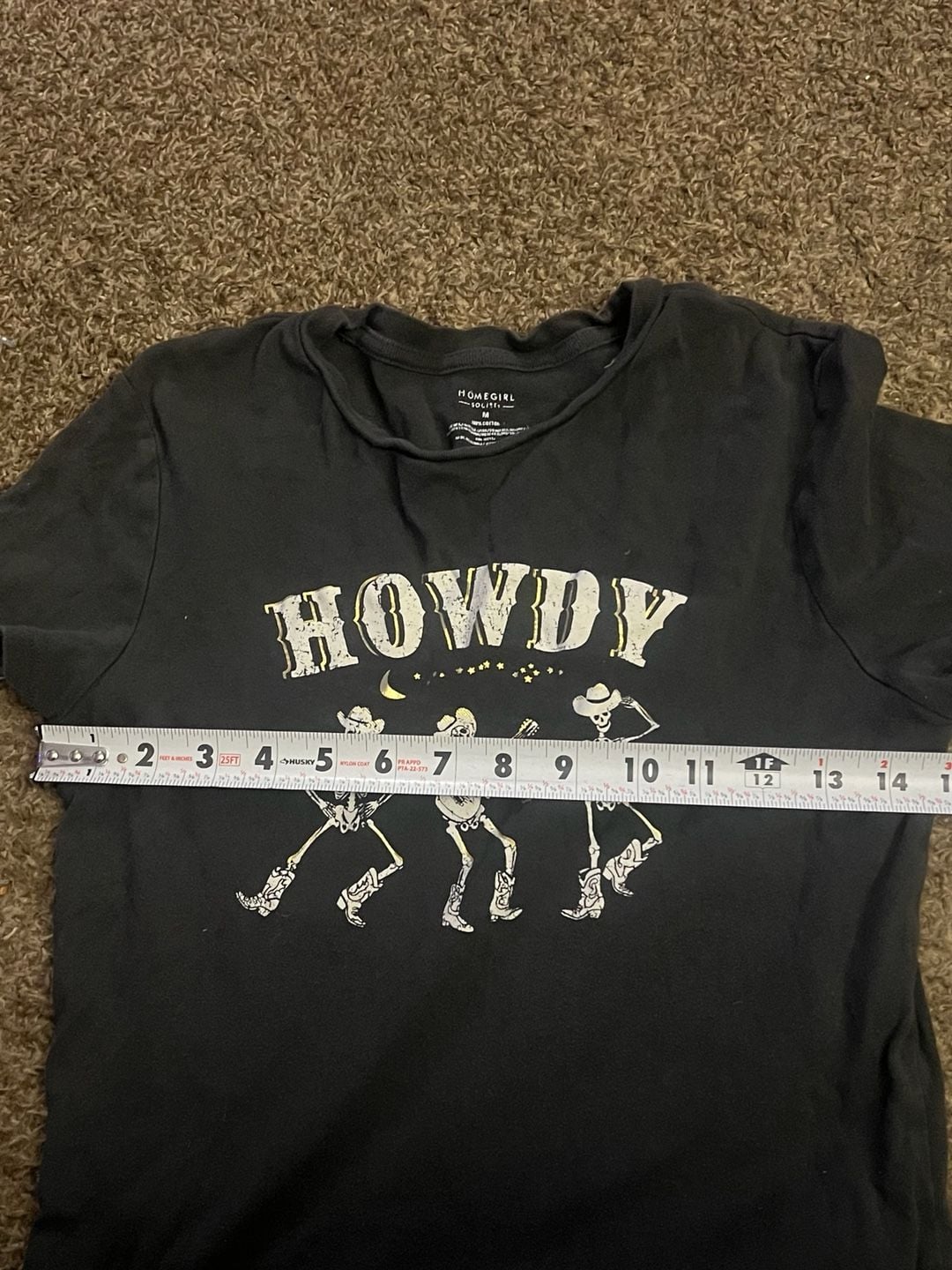 Homegirl Society Howdy Skeleton Graphic T-Shirt Black Medium 4