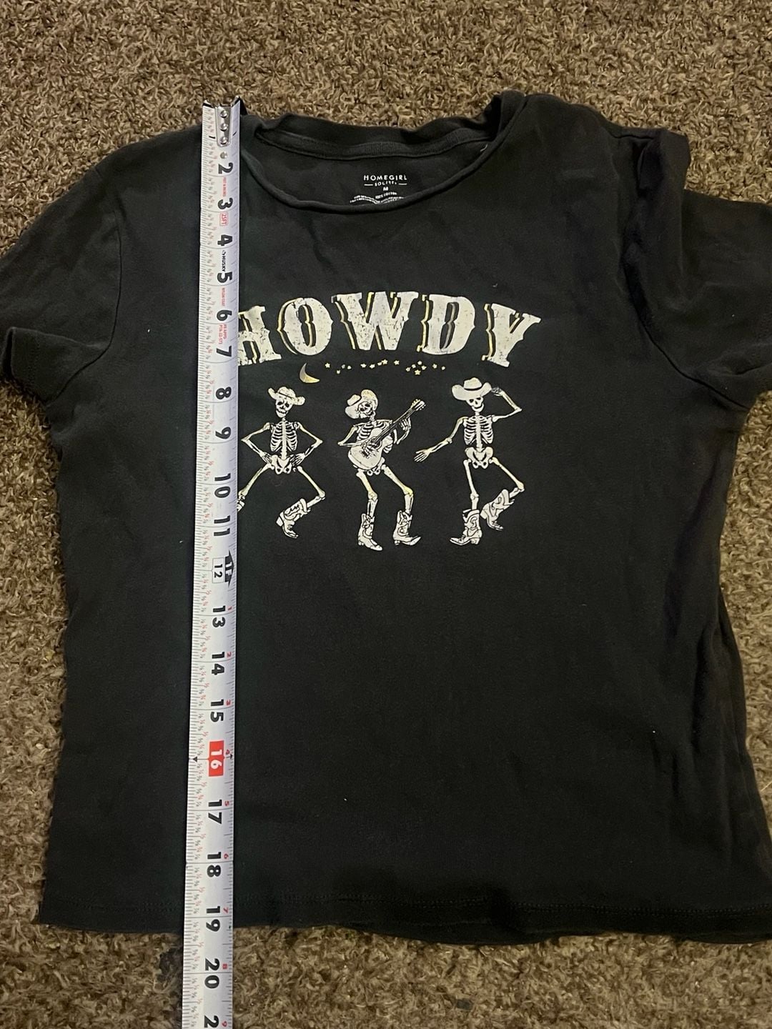 Homegirl Society Howdy Skeleton Graphic T-Shirt Black Medium 5