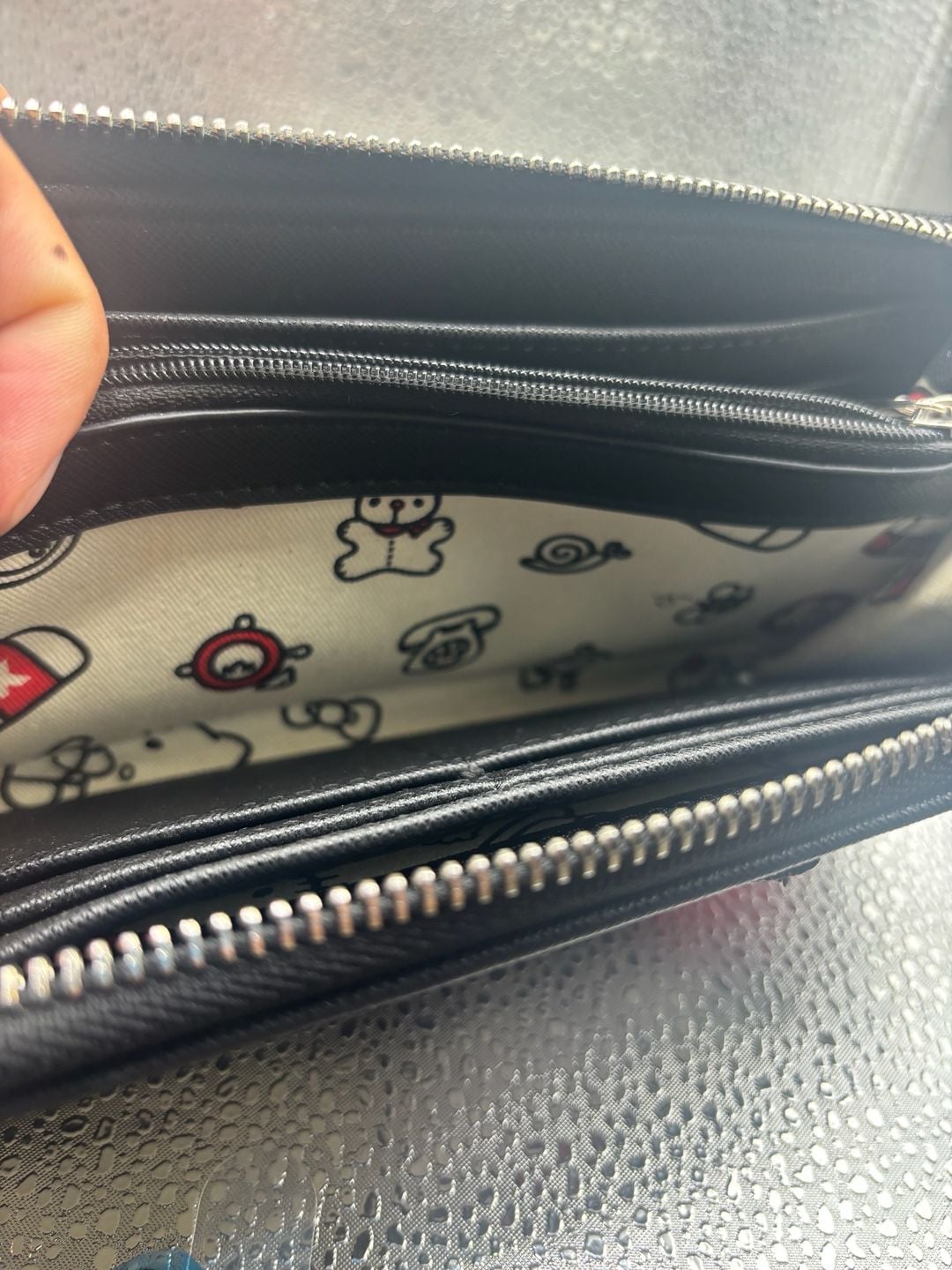 Loungefly Hello Kitty Striped Zip Around Wallet Black White 6