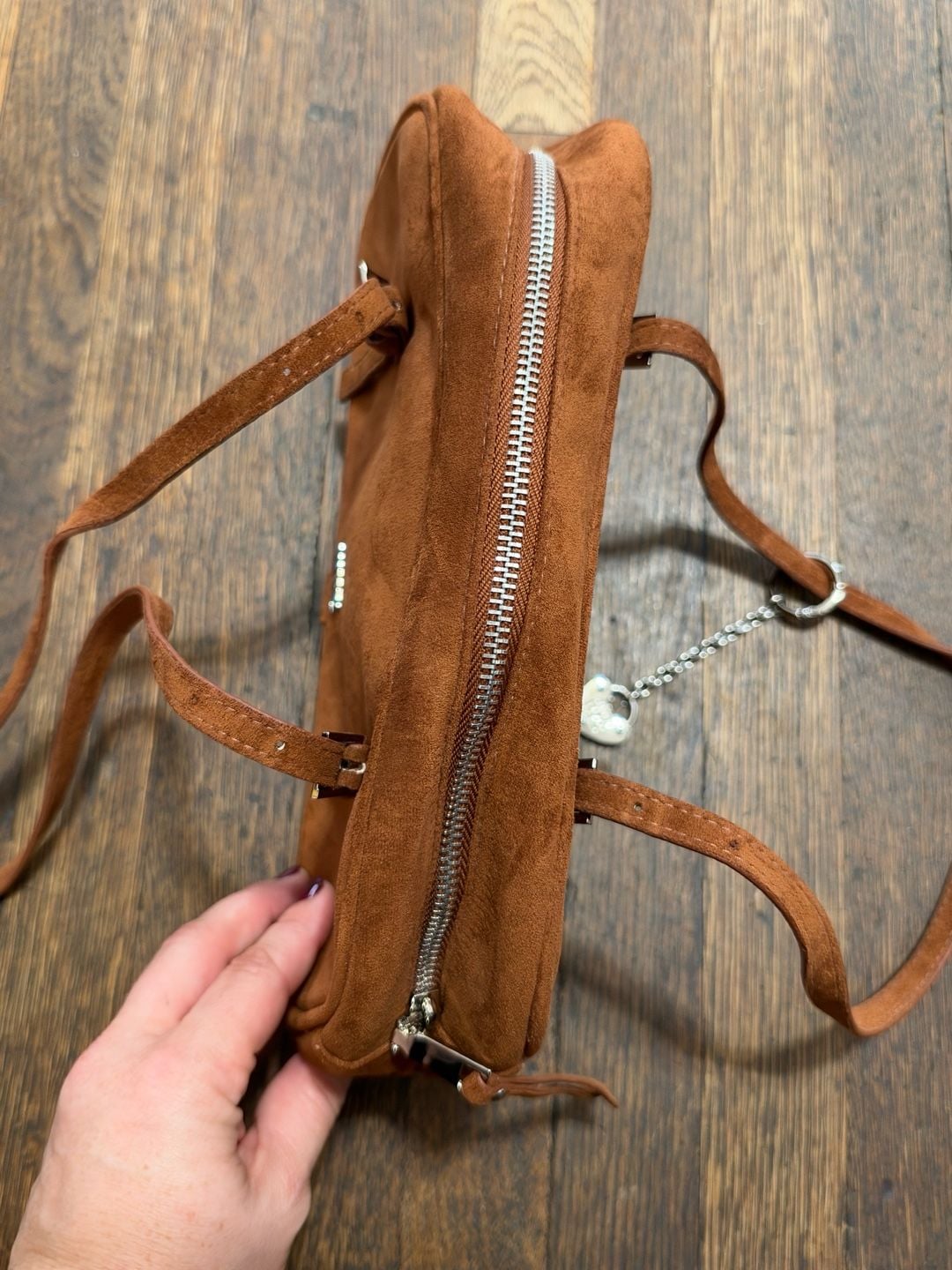 Madden NYC Brown Faux Suede Buckle Shoulder Bag Purse 5