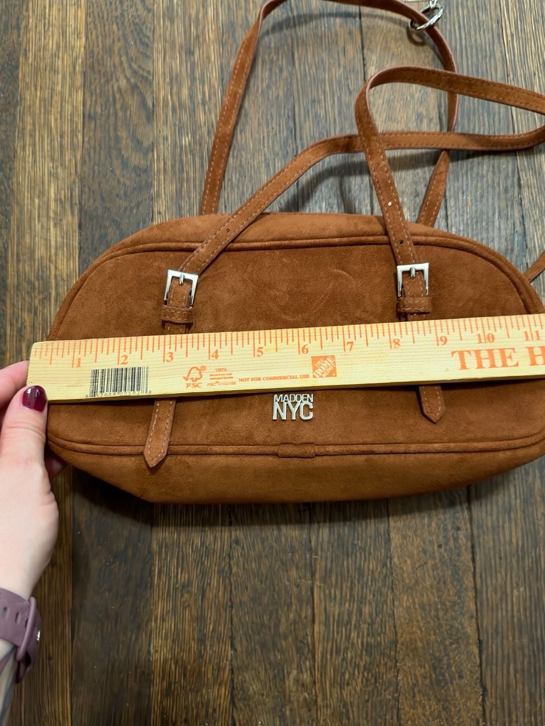 Madden NYC Brown Faux Suede Buckle Shoulder Bag Purse 7