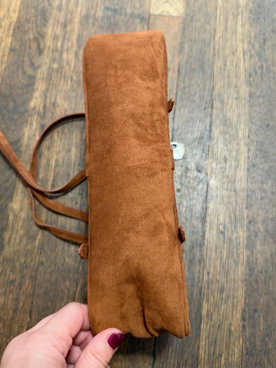 Madden NYC Brown Faux Suede Buckle Shoulder Bag Purse 10