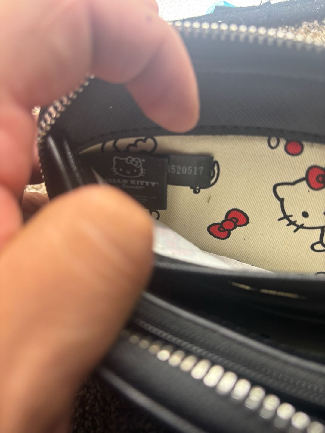 Loungefly Hello Kitty Striped Zip Around Wallet Black White 7