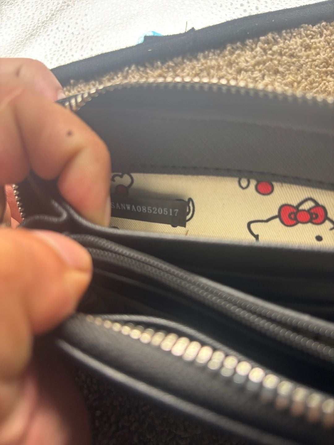 Loungefly Hello Kitty Striped Zip Around Wallet Black White 8