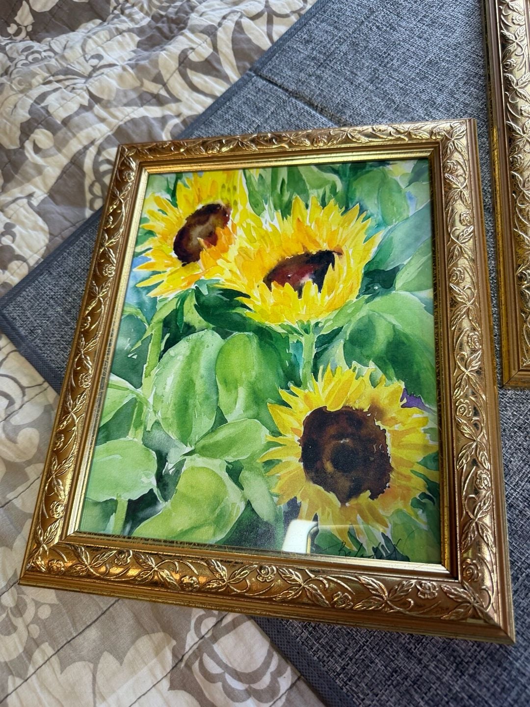 Floral Watercolor Art Prints Set Of 2 Gold Frames 7