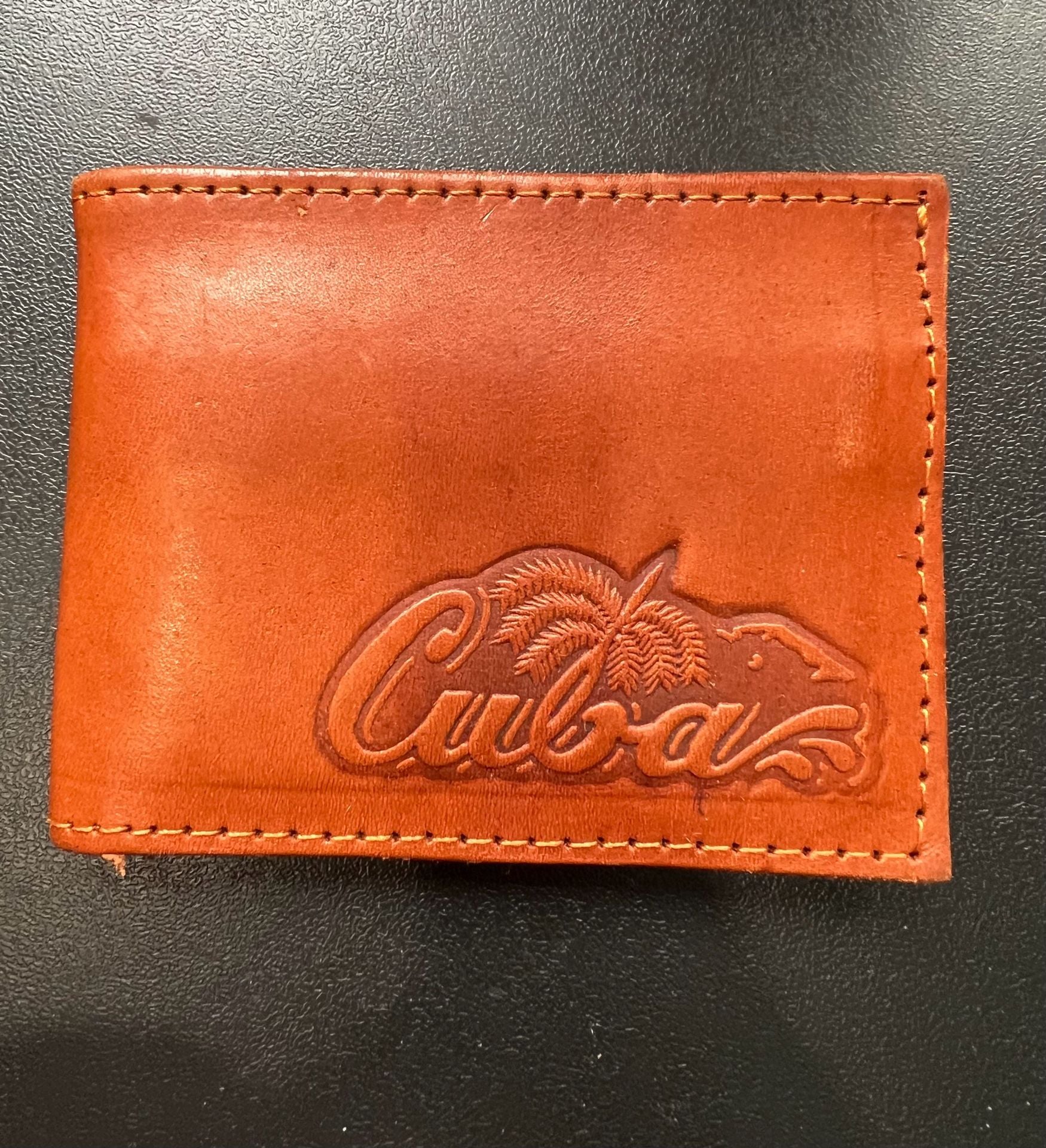 Cuba Brown Leather Bifold Wallet Souvenir ID Card Holder 2