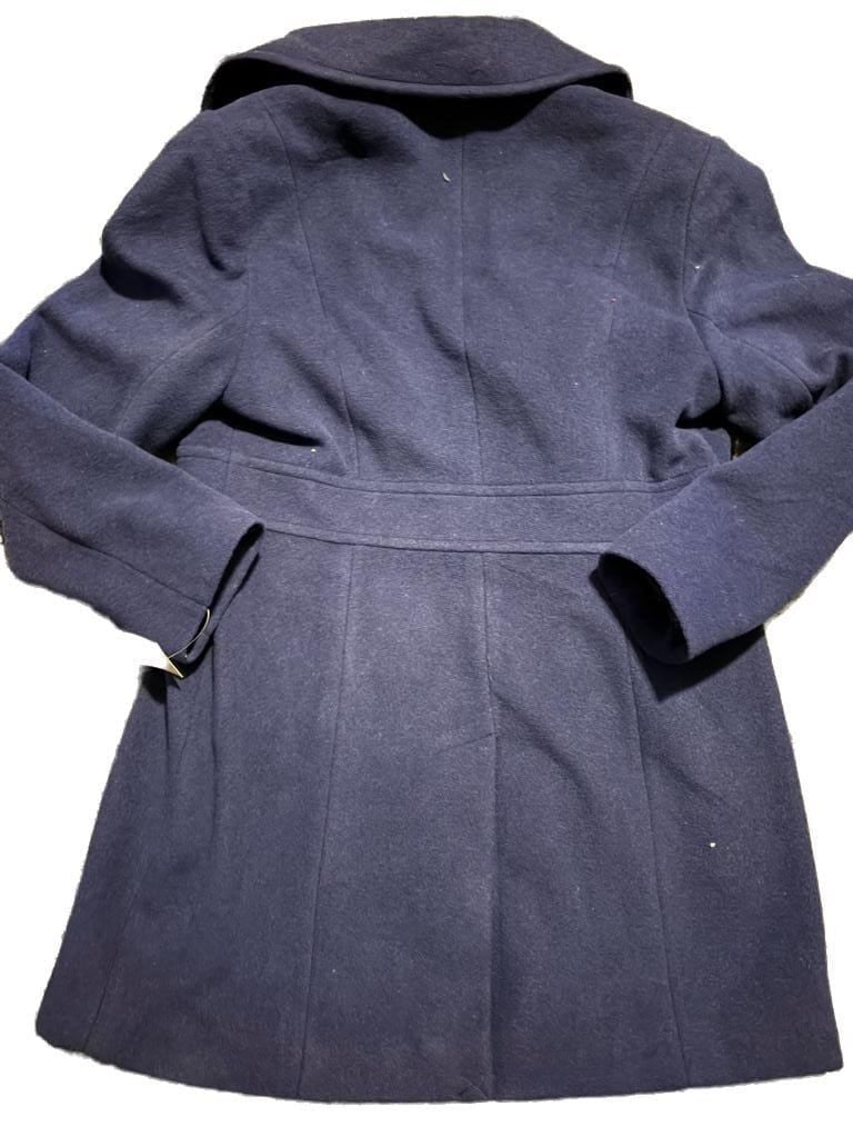 Larry Levine Women's Wool Blend Single Breasted Walking Coat Windsor Navy Size PL 8