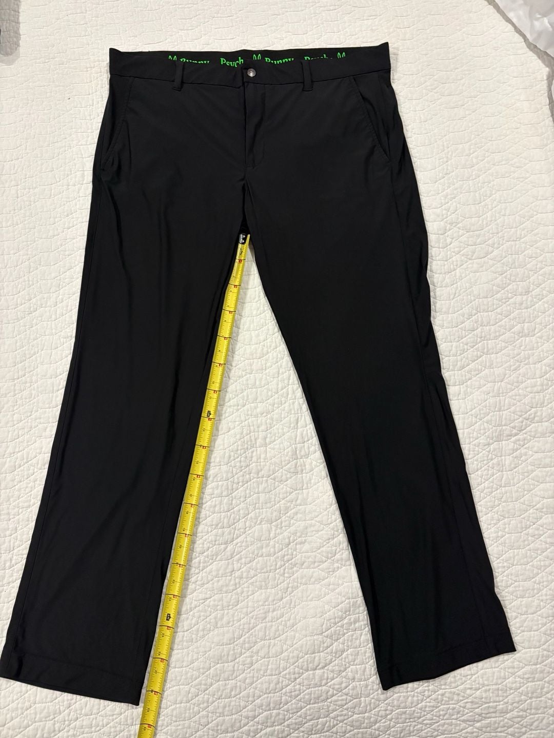 Psycho Bunny Golf Pants Mens 38 Black Stretch Flat Front Performance 28.5 Inseam 2