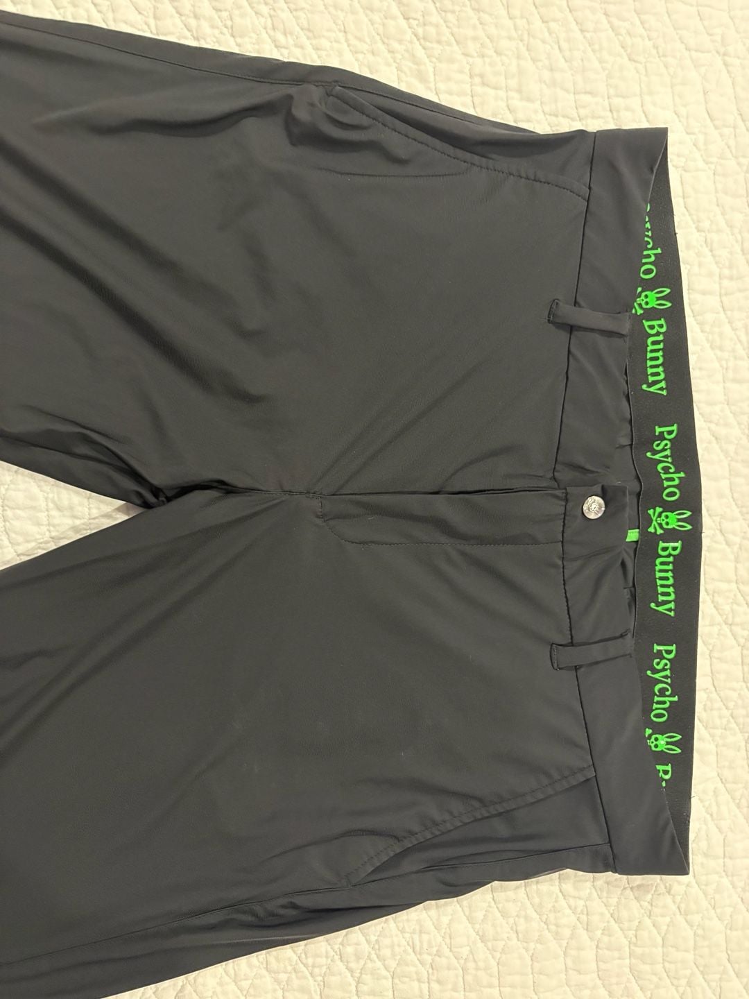 Psycho Bunny Golf Pants Mens 38 Black Stretch Flat Front Performance 28.5 Inseam 5