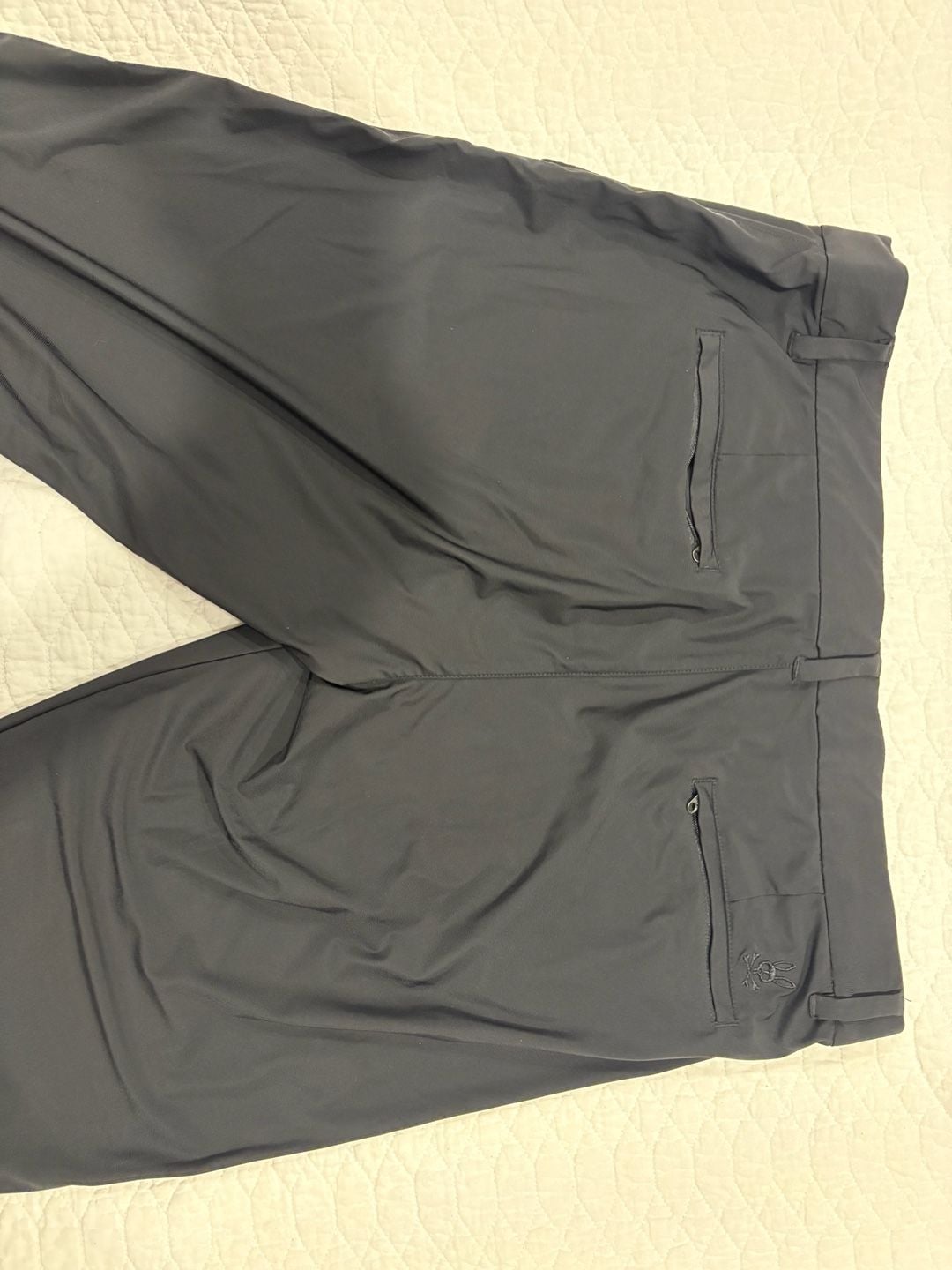 Psycho Bunny Golf Pants Mens 38 Black Stretch Flat Front Performance 28.5 Inseam 11