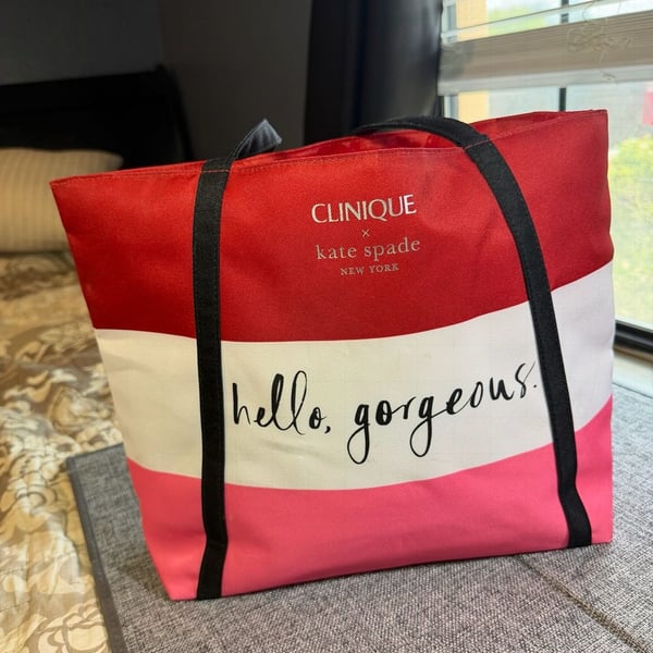 Clinique x Kate Spade Hello Gorgeous Striped Tote Bag