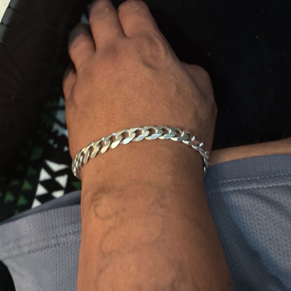 Vintage Sterling Silver Curb Link Unisex Bracelet -