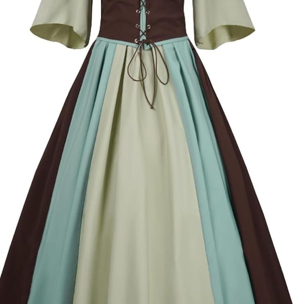Generic Medieval Renaissance Dress Size S Green Brown Cosplay Costume