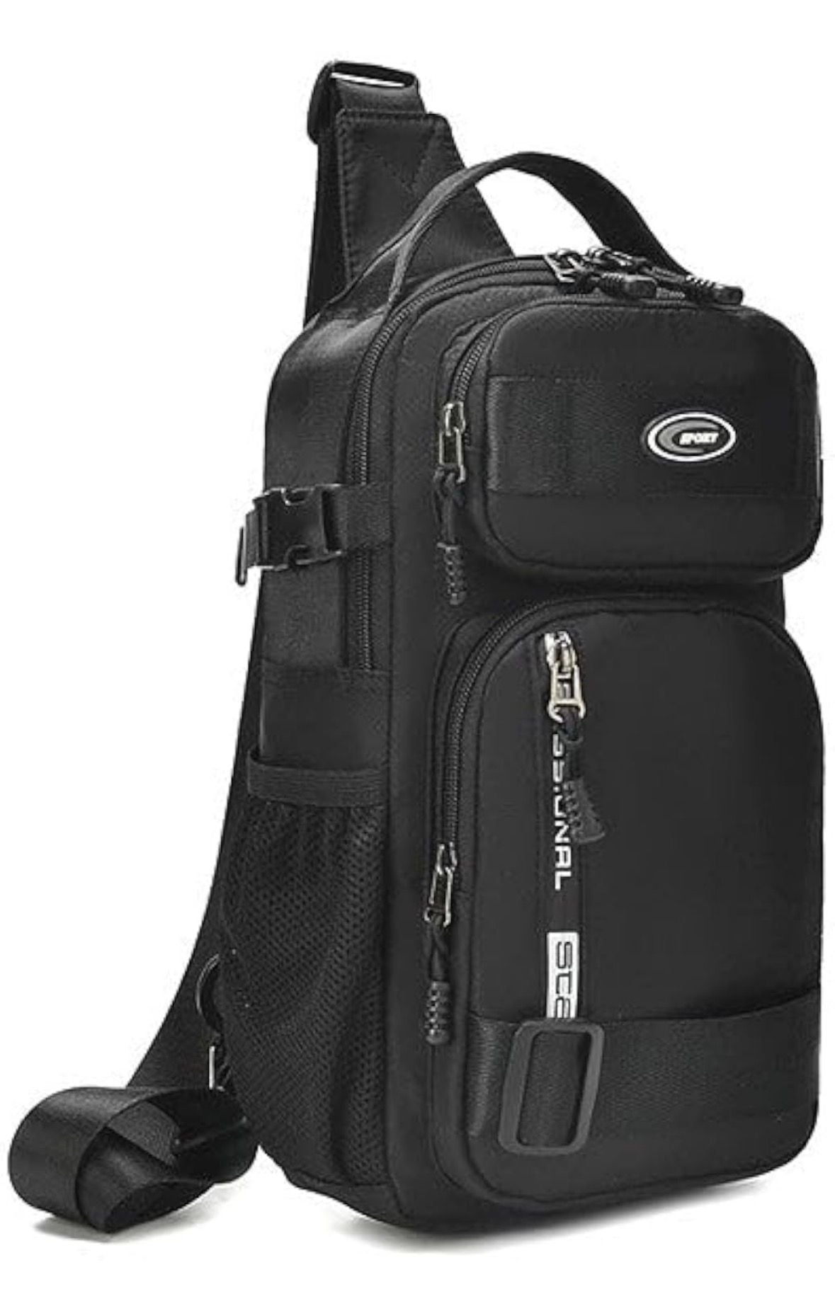 Casual Waterproof Nylon Sling Chest Bag Black 2