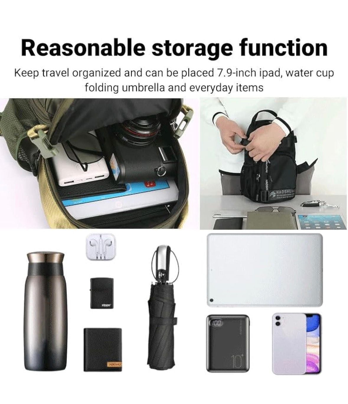Casual Waterproof Nylon Sling Chest Bag Black 5