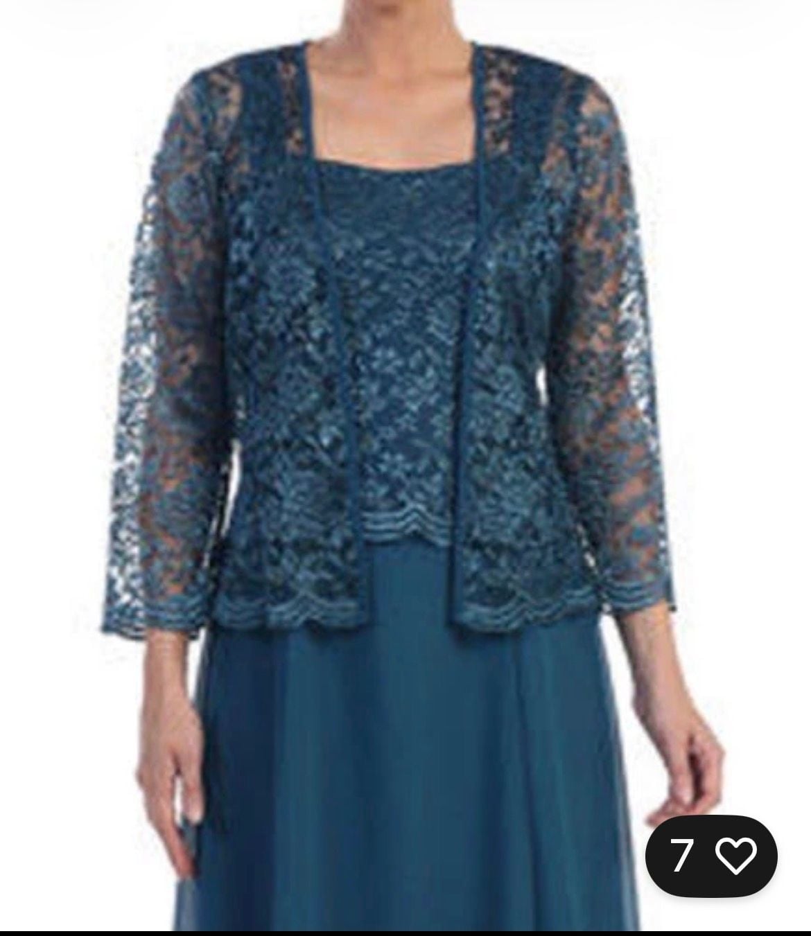 NWT: Jaeden 2-Piece Teal Evening Dress with Chiffon Sequin Lace Jacket - Size 18 1