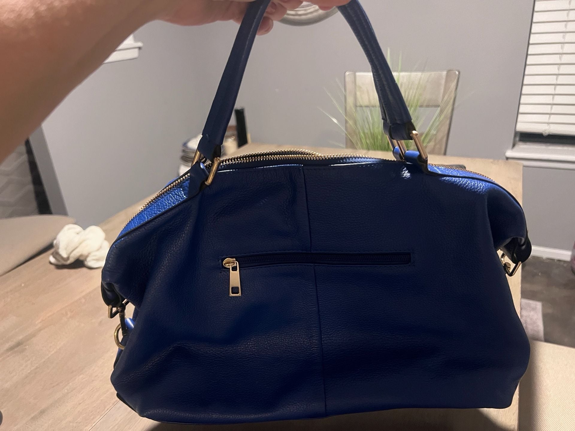 Ora Delphine Royal Blue Leather Shoulder Bag Satchel 2