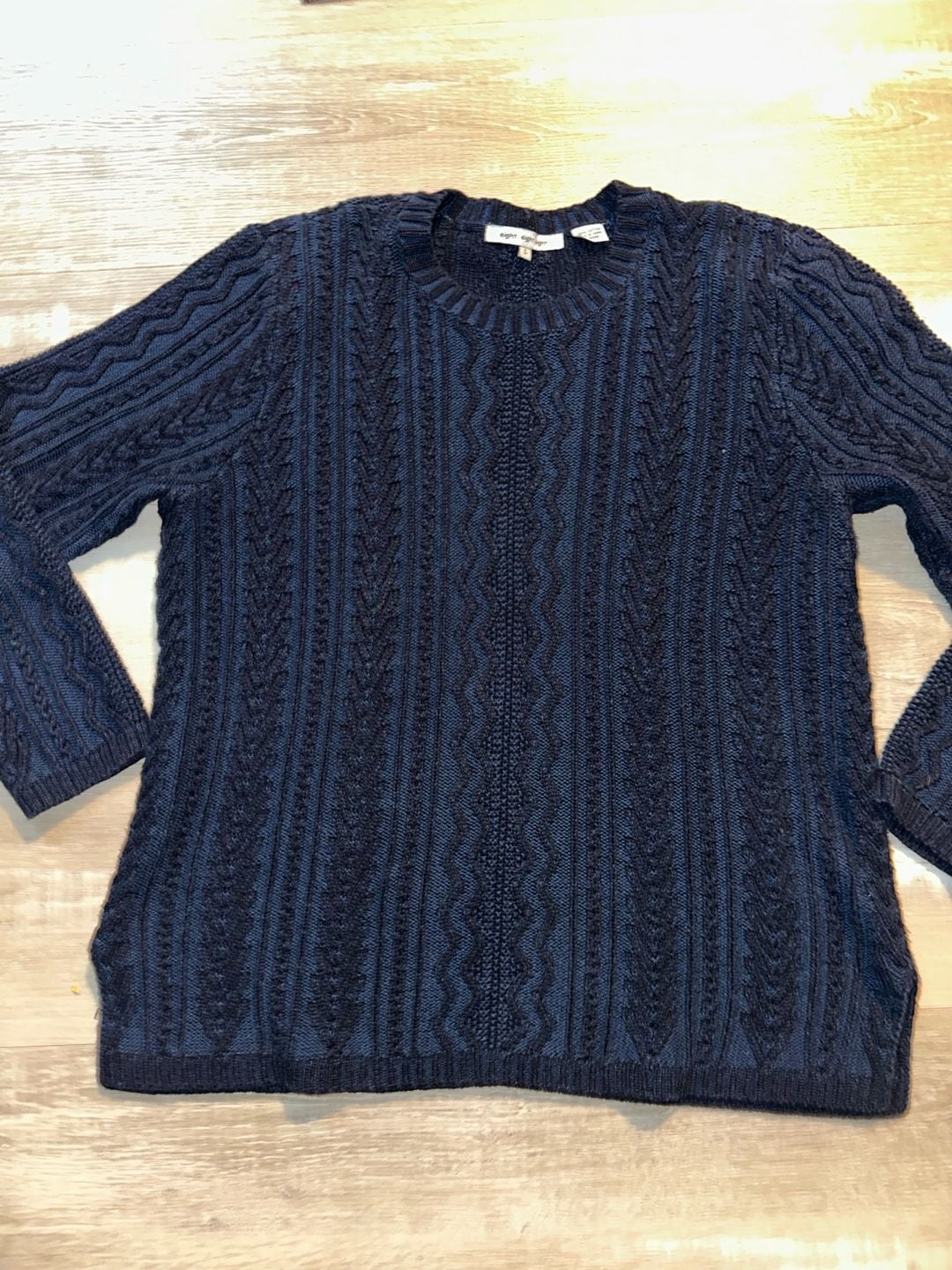 Eight Eight Eight Cable Knit Sweater Size L Blue Cotton 2