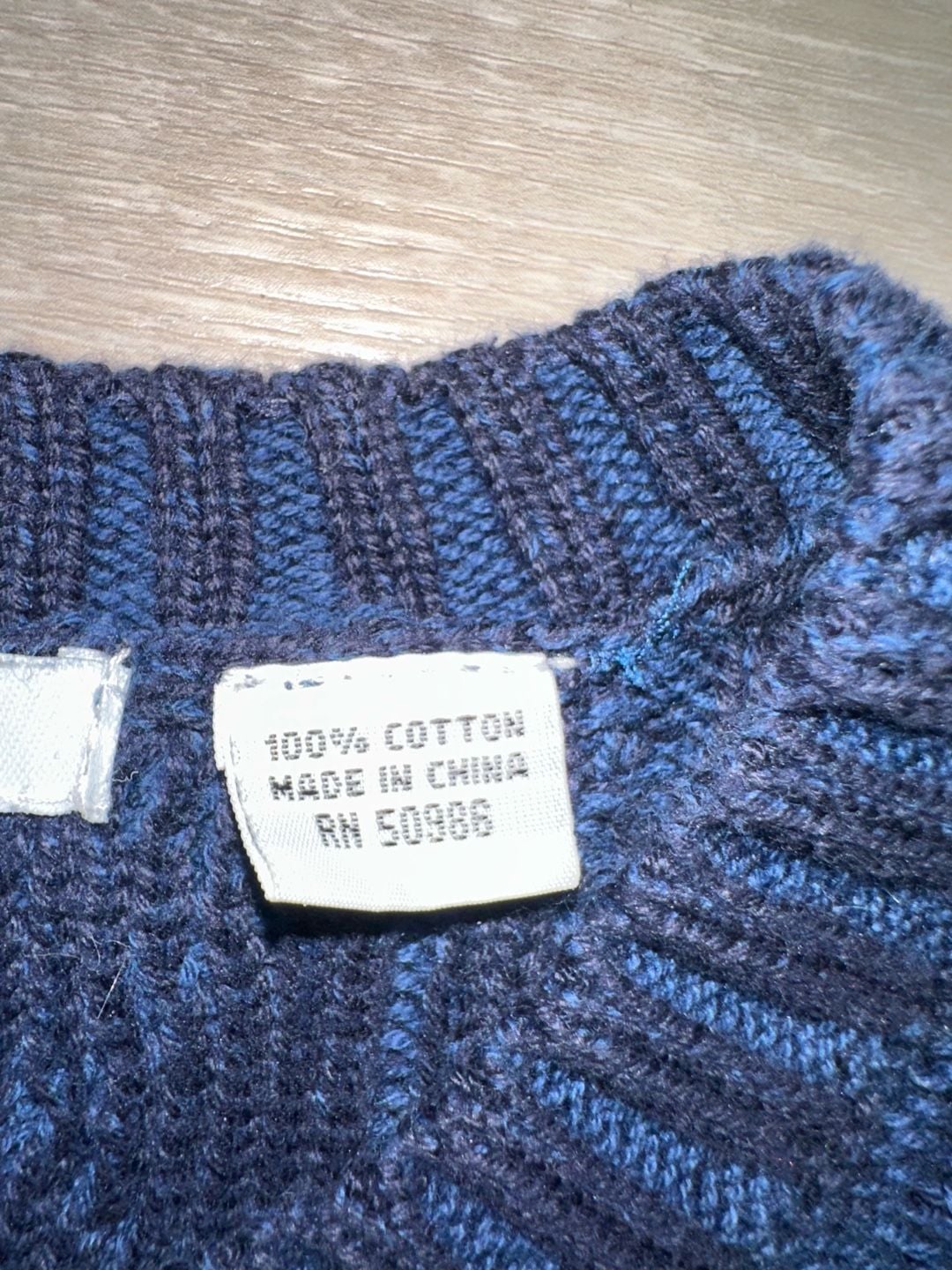 Eight Eight Eight Cable Knit Sweater Size L Blue Cotton 4