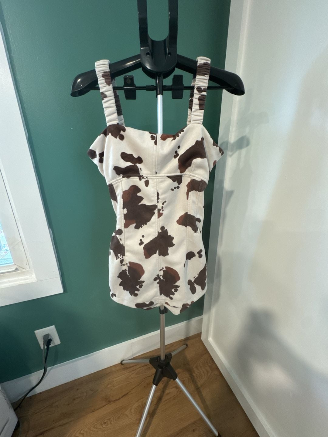 Bae Vely Cow Print Romper Size L Brown White Sleeveless 2