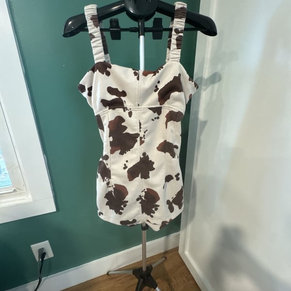 Bae Vely Cow Print Romper Size L Brown White Sleeveless