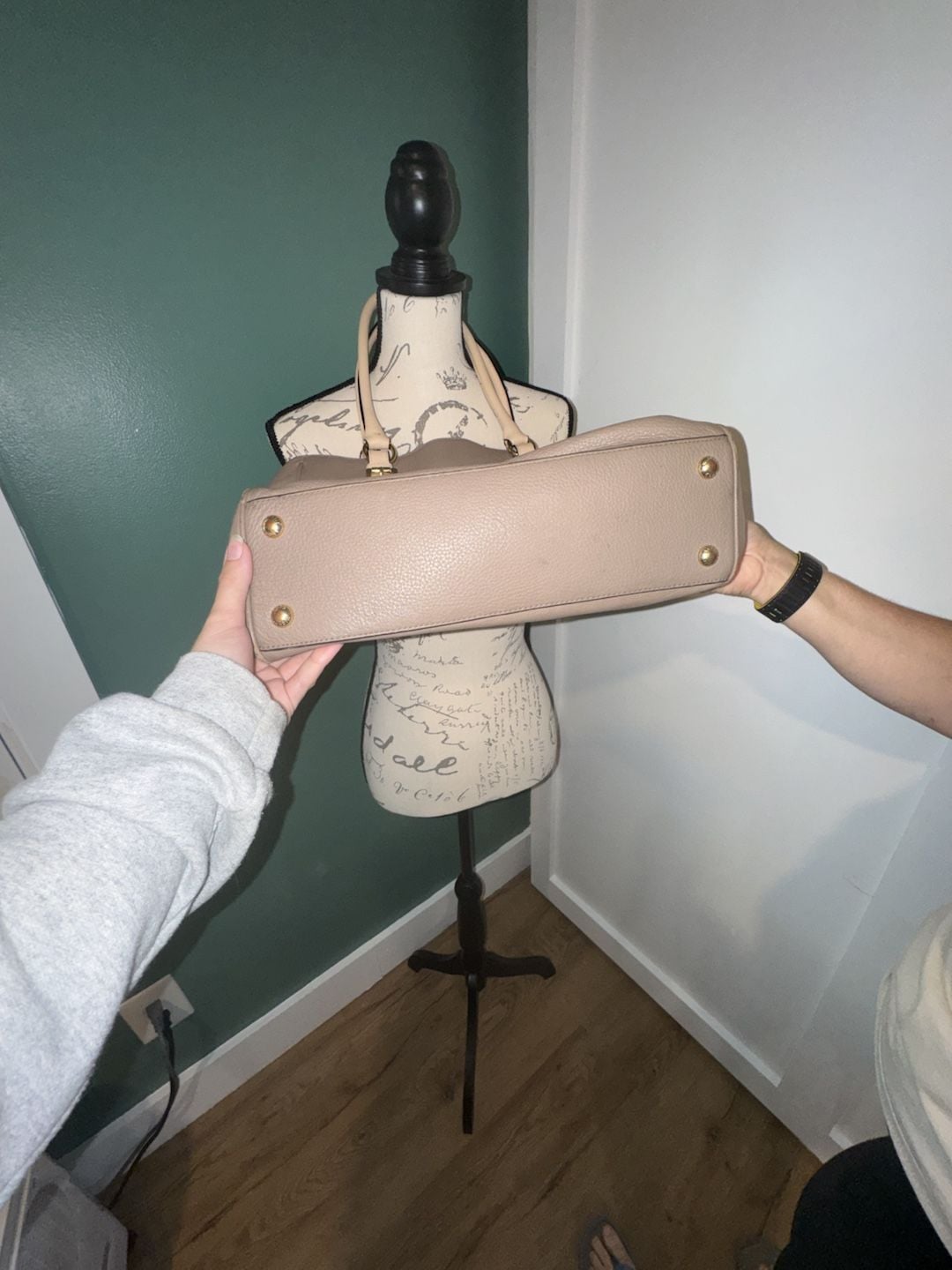 Michael Kors Leather Tote Bag Taupe Gold Hardware 7